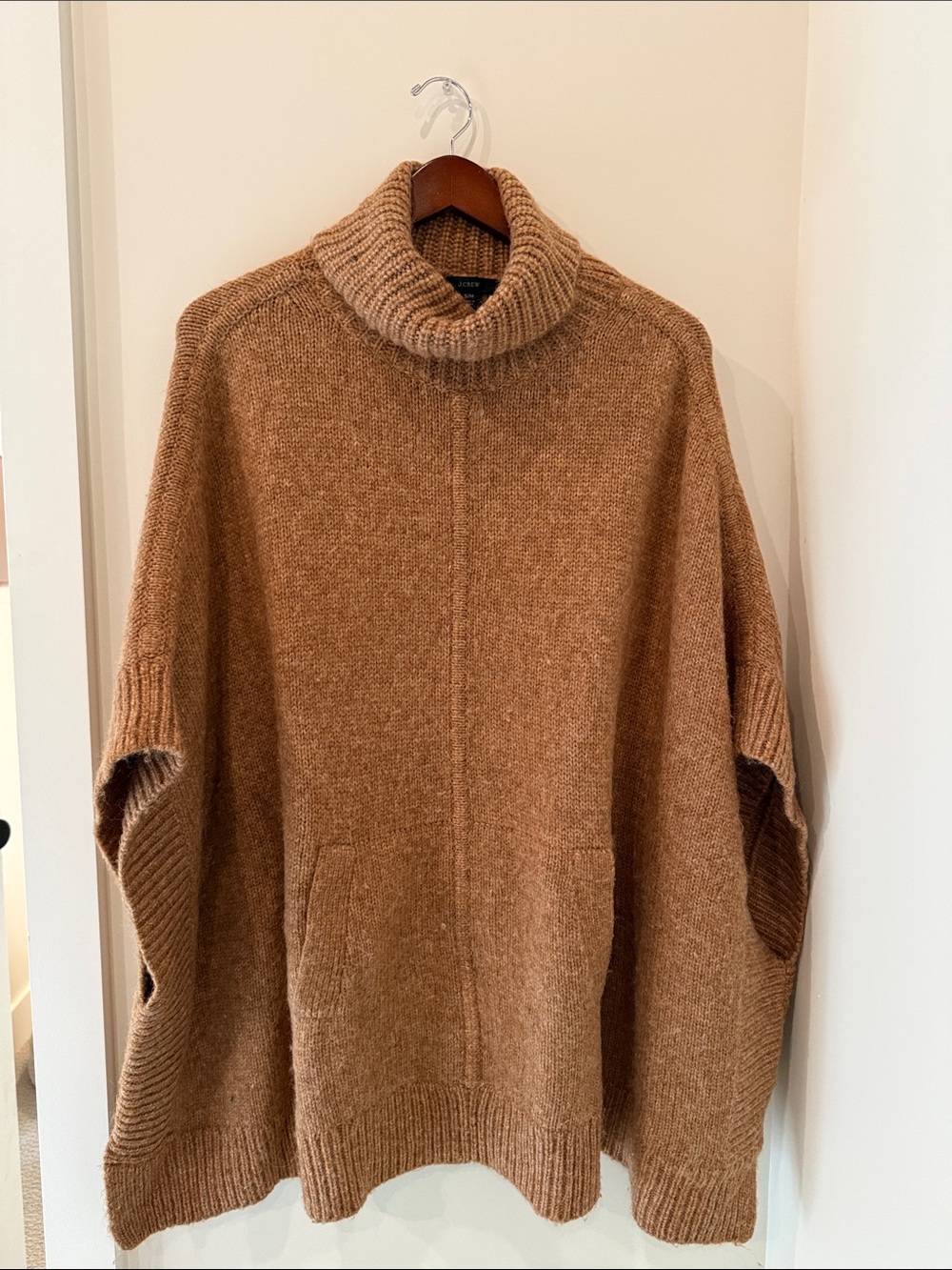 J. Crew Camel Brown Turtleneck Poncho Sweater
